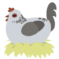 A mist and grey chicken with a neck-speckle pattern