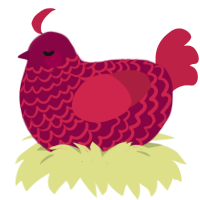 Cherry, a maroon and crimson chicken with a lace pattern