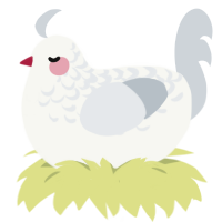 A white and mist chicken with a half-lace pattern