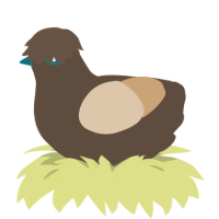Table, a bark and beige chicken