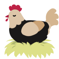 A sable and beige chicken with a head pattern
