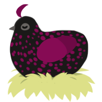 A sable and wine chicken with a speckle pattern