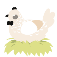 A cream chicken with a half-lace pattern