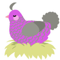 A orchid and ash chicken with a lace pattern