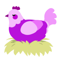 A amethyst and lavender chicken with a head pattern