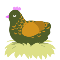 antique book, a olive and ochre chicken with a half-lace pattern