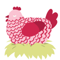 Woopy Woobert, a rose and crimson chicken with a lace pattern