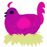 Ellen, a plum and fuchsia chicken with a double-lace pattern
