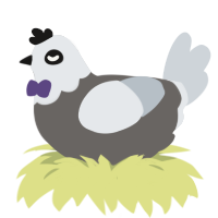 A grey and mist chicken with a head pattern