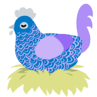 A sapphire and lilac chicken with a double-lace pattern