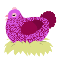 A orchid and maroon chicken with a double-lace pattern