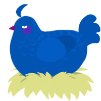 Depression, a ultramarine chicken with a half-lace pattern