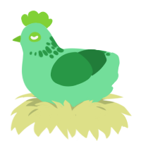 Failure 44, a spring and viridian chicken with a neck-speckle pattern