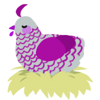 A silver and plum chicken with a lace pattern