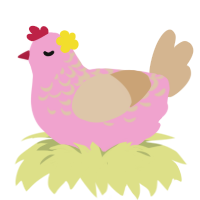 Donut, a pink and beige chicken with a half-lace pattern