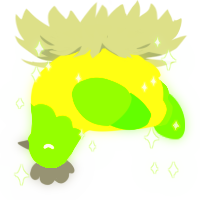 A lemon and grass chicken with a head pattern