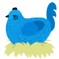 A sky and sapphire chicken with a double-lace pattern