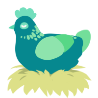Spearmint, a teal and spring chicken with a neck-speckle pattern