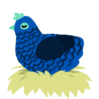 Blueberry Pie, a ultramarine and tumblr chicken with a lace pattern