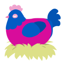 (unnamed), a fuchsia and ultramarine chicken with a head pattern