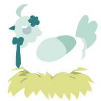 Hatsune Chiku, a mist and mint chicken with a head pattern
