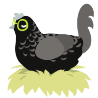 A black and grey chicken with a half-lace pattern