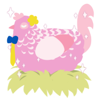A pink and rose chicken with a half-lace pattern