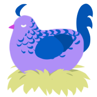 (unnamed), a lilac and ultramarine chicken with a half-lace pattern