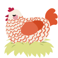 (unnamed), a cream and vermilion chicken with a lace pattern