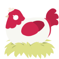 A white and crimson chicken with a head pattern