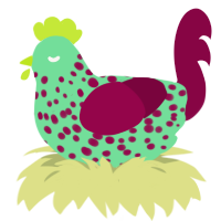 (unnamed), a spring and maroon chicken with a speckle pattern