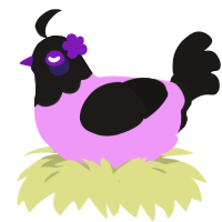 闇, a lavender and sable chicken with a head pattern