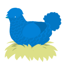 A sapphire chicken with a lace pattern