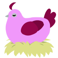 A lavender and maroon chicken