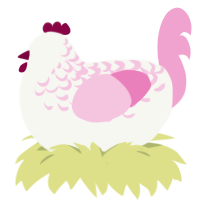 (unnamed), a white and pink chicken with a half-lace pattern