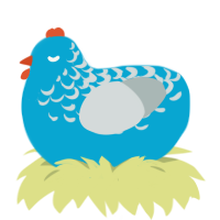 A cerulean and silver chicken with a half-lace pattern