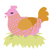 A pink and orange chicken with a lace pattern