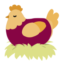 Hole, a maroon and honey chicken with a head pattern