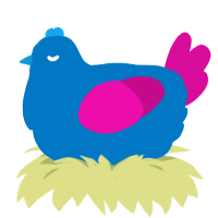 A sapphire and fuchsia chicken