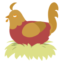 A red and gold chicken with a head pattern