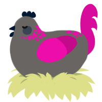 (unnamed), a grey and fuchsia chicken with a neck-speckle pattern