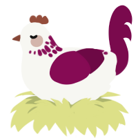 hostess, a white and wine chicken with a neck-speckle pattern