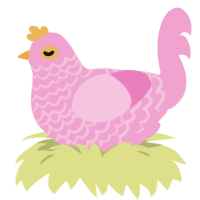 Flamingo, a pink chicken with a lace pattern