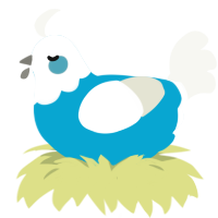 WHY, a cerulean and white chicken with a head pattern