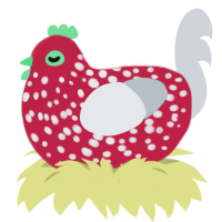 mush, a crimson and mist chicken with a speckle pattern