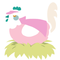 Keene, a rose and cream chicken with a head pattern