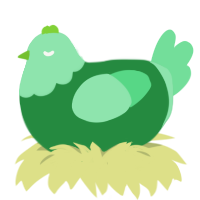 A viridian and spring chicken with a head pattern