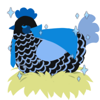 Jazz Blues, a sable and mist chicken with a lace pattern