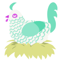 Morning fog, a white and mint chicken with a lace pattern