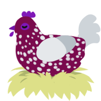 Famine, a wine and mist chicken with a speckle pattern